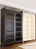 Armoire de rangement en acier avec porte vitrée, meuble métallique pour salon, organisateur de meubles de maison