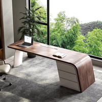Bureau de direction moderne de luxe en bois MDF de 1,6 m avec plateau en marbre et 3 tiroirs