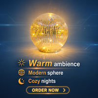 Globo de Vidrio de Mercurio Navideño D12CM/15CM con Luz LED, Lámpara Decorativa de Mesa, Decoración Navideña para el Hogar