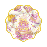 DAMAI Boîte à gâteau et ensemble de coupelles/assiettes en dentelle à volants jaunes modernes pour fournitures de fête - Papier de haute qualité