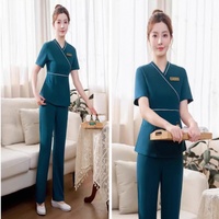 Tunique de massage thaï pour femme, élastique, logo personnalisé, industrie de la beauté, vêtements de travail de technicienne en salon, uniforme de spa pour femme