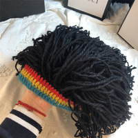 Venta caliente de moda Gorro de punto hecho a mano Rasta Sombrero con rastas Navidad Halloween Gorras