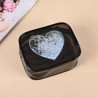 UIOWIO Pochette personnalisée rose mignonne en forme de cœur arc-en-ciel en PVC Petite pochette à paillettes liquides Pochette cosmétique de voyage Portable Durable Sac de rangement