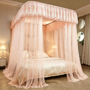 Mosquitera de piso con diseño de princesa, en forma de U, de encaje multicapa, con encriptación, para uso individual, doble o familiar, plegable, 100% poliéster, bordada. - Product Image 4