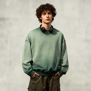 TKAN311D personnalisé hommes coton lourd surdimensionné décontracté goutte épaule français éponge col rond vintage lavé pull à capuche - Product Image 1