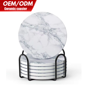 Hete Verkoop Custom Marmer Witte Doos Warmte-Isolerende Mok Mat Vierkante Sublimatie Achtbaan Keramische Blanco Onderzetters Maatwerk Ontwerp