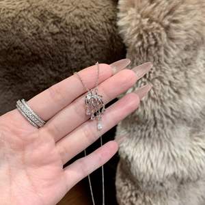 Exquisite S925 Sterling <b>Silver</b> Fireworks Pendant <b>Necklace</b> Sunflower Set Diamonds Niche <b>Simple</b> Versatile Small Diamond Charms - Product Image 5