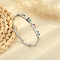 Gelang Manset Baja Anti Karat Fashion Warna Zirkon Bentuk Geometris Gelang Manset Zirkon untuk Wanita