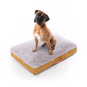 suppliers custom yellow plush rectangle orthopedic dog bed outdoor travel silly memory foam pet mat bed for medium dog