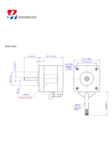 Motore <span class=keywords><strong>Stepper</strong></span> Ibrido Hongbaoda ad Alta Precisione Senza Perdita di Passo 42BYG250-40J 0.4N.m NEMA 17 per Automazione Industriale - Product Image 3