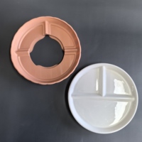 Assiette en céramique pour enfants avec base d'aspiration en silicone, compartiments divisés antidérapants, sans BPA, compatible micro-ondes, réutilisable