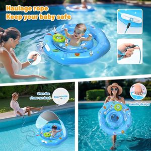 Flotador de Piscina para Bebés con Diseño de OVNI y Alienígena, con Toldo, Asiento de Seguridad Ajustable y Juguetes con Sonido - Product Image 2