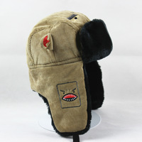 Dairui enfants adultes requin chapeau aviateur hiver chaud laine brodé dessin animé oreillette chapeau mignon drôle temps froid bonnet garçons filles