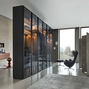Armoire de <span class=keywords><strong>dressing</strong></span> modulaire haut de gamme BAINENG <span class=keywords><strong>en</strong></span> acier inoxydable avec porte vitrée transparente - Product Image 1