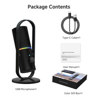 Yarmee Nuovo Design Microfono a Condensatore Cardioide USB-C da Scrivania 192kHz 24bit RGB Premium con Supporto per Gaming e Studio Domestico