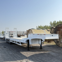 Semi-remorque surbaissée robuste à 4 essieux, 80 tonnes, en acier, avec train de roulement mécanique/hydraulique à deux vitesses