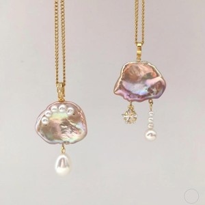 Collana di perle barocche naturali-pendente nuvola stravagante con ciondoli <span class=keywords><strong>luna</strong></span> e stella | Accentato di cristallo, placcato in PVD oro 18K - Product Image 4