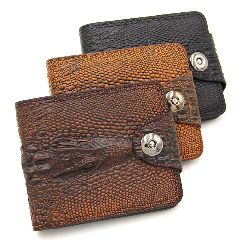 Wholesale crocodile pattern short business pu leather men wallet Hot sale products Men's Wallets Coin Purses