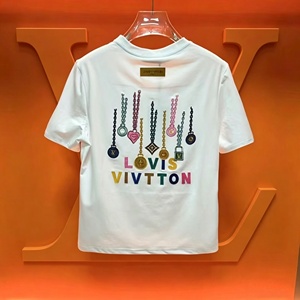 Customized logo factory sells fashion L V printed breathable high-weight short-sleeved T-<b>shirts</b> for men - Product Image 1