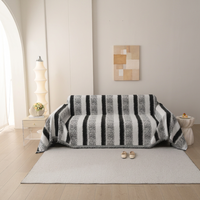 Housse de canapé en velours pour patio, ensemble complet, fauteuil rayé en chenille, élégant et facile à utiliser