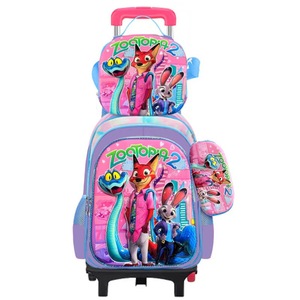 Juego <span class=keywords><strong>de</strong></span> Tres Piezas <span class=keywords><strong>de</strong></span> Mochila Escolar con Ruedas Universales para Estudiantes <span class=keywords><strong>de</strong></span> Primaria, Lonchera y Estuche para Lápices, Diseño <span class=keywords><strong>de</strong></span> Anime y Dibujos Animados - Product Image 1