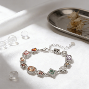 Conjuntos <span class=keywords><strong>de</strong></span> Joyería <span class=keywords><strong>de</strong></span> Moda con Circonitas Multicolor - Collar y Pulsera Geométricos Irregulares Chapados en Oro <span class=keywords><strong>de</strong></span> 18K, Lujosos <span class=keywords><strong>para</strong></span> Bodas, Compromisos y Fiestas - Product Image 3