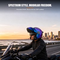 Casque de moto personnalisé à visière relevable certifié DOT avec double visière pare-soleil et système d'aération – Vente en gros et approvisionnement en vrac