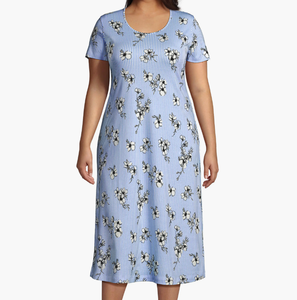 Camisón Estampado Bonito para Mujer, Vestido de <span class=keywords><strong>Dormir</strong></span> Informal de Manga Corta, Ropa de <span class=keywords><strong>Dormir</strong></span> Ligera y Cómoda, Vestidos Femeninos - Product Image 1