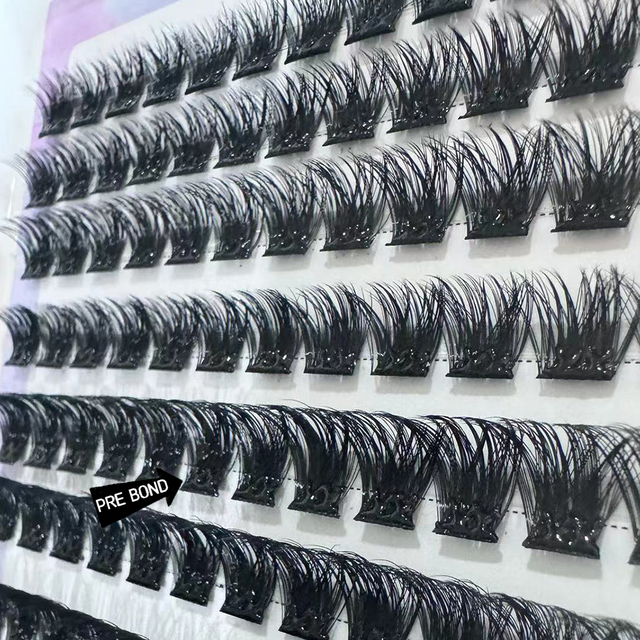 SP EYELASH Pre Glued Technology Segmented Diy Cluster Lashes Private Label Self Adhesive Press on DIY Eyelash Kit No Glue Need