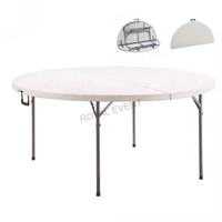 Table ronde pliante en plastique HDPE, portable, pour extérieur, pour événements, mariages, fêtes, livraison directe d'usine