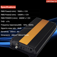 Amplificateur de subwoofer de voiture classe D 2000W RMS, carte coréenne, 1 Ohm, crête 4000W, basses puissantes, mono SPL