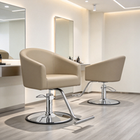 Chaise de coiffure de luxe minimaliste en cuir PU, pivotante et hydraulique, pour salon de beauté