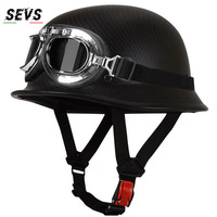 Casque demi-face rétro vintage de style allemand en ABS pour moto chopper et scooter, homologué DOT/ECE, avec bordure argentée