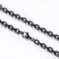 Chaîne en acier inoxydable noire tendance, différentes longueurs, bijoux pour hommes et femmes, colliers