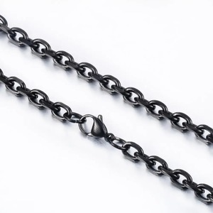 Chaîne en acier inoxydable noire tendance, différentes longueurs, bijoux pour hommes et femmes, colliers - Product Image 2