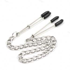 Abrazaderas para pezones de sujeción Bondage de venta superior <span class=keywords><strong>2022</strong></span> con Clip de pecho de Metal de cadena larga para hombre y mujer - Product Image 1