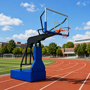 Panier de <span class=keywords><strong>basket</strong></span> portable hydraulique manuel <span class=keywords><strong>avec</strong></span> panneau en verre trempé, support de <span class=keywords><strong>basket</strong></span> mobile pour terrains de sport intérieurs et extérieurs - Product Image 4