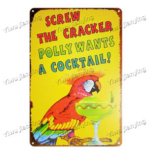 Cartel de hojalata de Metal Retro, decoración de pared en algún lugar de las cinco en punto, placa de Metal, puerta, hombres, guacamayo, loro, Animal, póster artístico para mascotas, Gif - Product Image 5