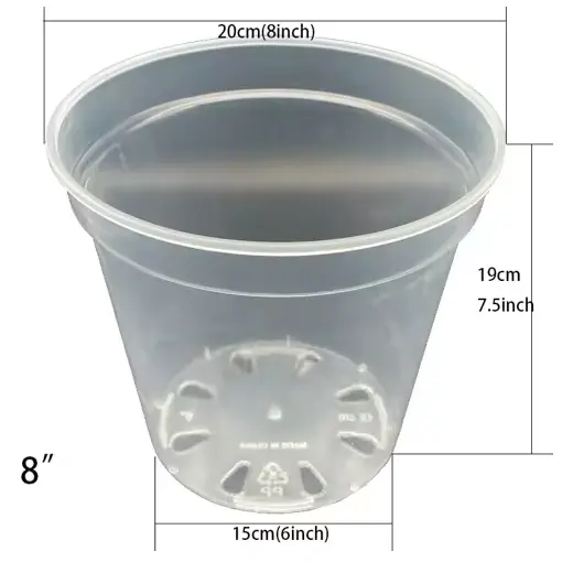 Pot kamar bayi bening 2.5/3/4/5/6/7/8/9/10 inci, pot tanaman dengan lubang drainase