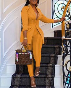 Conjunto <span class=keywords><strong>de</strong></span> dos piezas formado por pata <span class=keywords><strong>de</strong></span> gallo, elegante, <span class=keywords><strong>de</strong></span> manga larga, cintura hasta el tobillo, para oficina, Primavera - Product Image 6