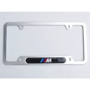 Moldura de placa de carro em liga de alumínio personalizada com logotipo de alta qualidade, moldura de placa de carro cromada em branco
