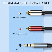 Câble adaptateur audio plaqué or Cantell 3,5 mm Jack stéréo auxiliaire vers 2 RCA mâle-mâle pour microphone/haut-parleur/moniteur