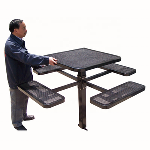 आउटडोर वाणिज्यिक आधुनिक दौर धातु उच्च पेस्टल पिकनिक टेबल प्लेग्राउंड पैटियो सर्कल स्टील डाइनिंग टेबल - Product Image 6