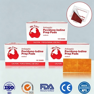 100 tampons de préparation à la povidone-iode, emballés individuellement, stériles, antiseptiques, lingettes désinfectantes pour les premiers secours et la préparation de la peau - Product Image 1