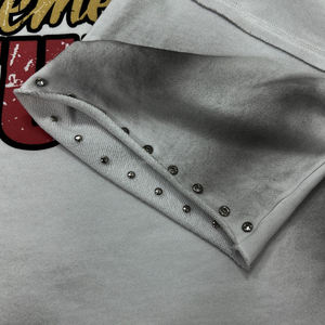 新品ディストレスヘビーウェイトフレンチテリー特大プリントグラフィックTシャツカスタムクロップドラインストーン酸ウォッシュボクシーtシャツ男性 - Product Image 5