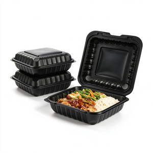 YANGRUI Contenants à emporter MFPP de 1000 ml (34 oz) 8x8x2,9 pouces avec couvercle flexible à charnière, boîtes d'emballage pour <span class=keywords><strong>restaurant</strong></span>, fête, déjeuner - Product Image 1