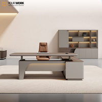 Bureau de direction de luxe moderne Meuble en bois en forme de L pour PDG Table d'angle de gestion du travail de luxe pour cadres occupés