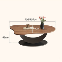 Table basse de salon moderne en métal avec plateau en bois durable de luxe et rangement à 2 niveaux, mobilier de maison