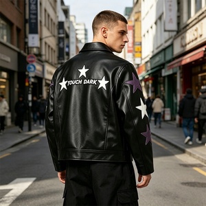 Blouson court de motard style streetwear punk patchwork Rainbow Spray, coupe vintage color block, coupe-vent pour <span class=keywords><strong>homme</strong></span> avec appliques - Product Image 3