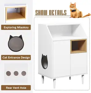 Deposito per soggiorno in legno per animali domestici mobili per gatti nascosti custodia per lettiera per gatti